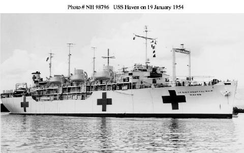 USS Haven, a USN hospital ship, in 1954